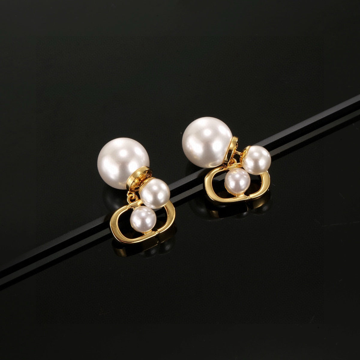 silver resin letter Drop Earrings for women - alternate angle view 2