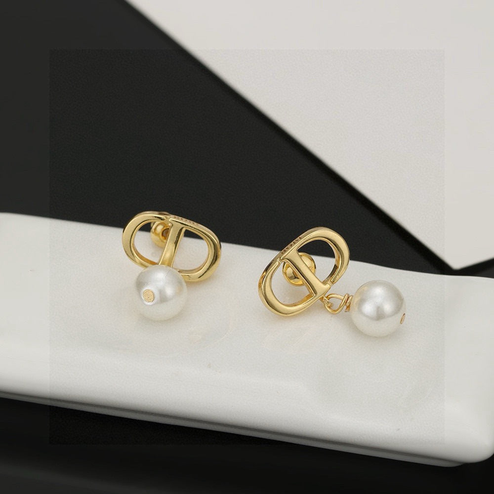 red 925 sterling silver letter Drop Earrings for women - product detail view