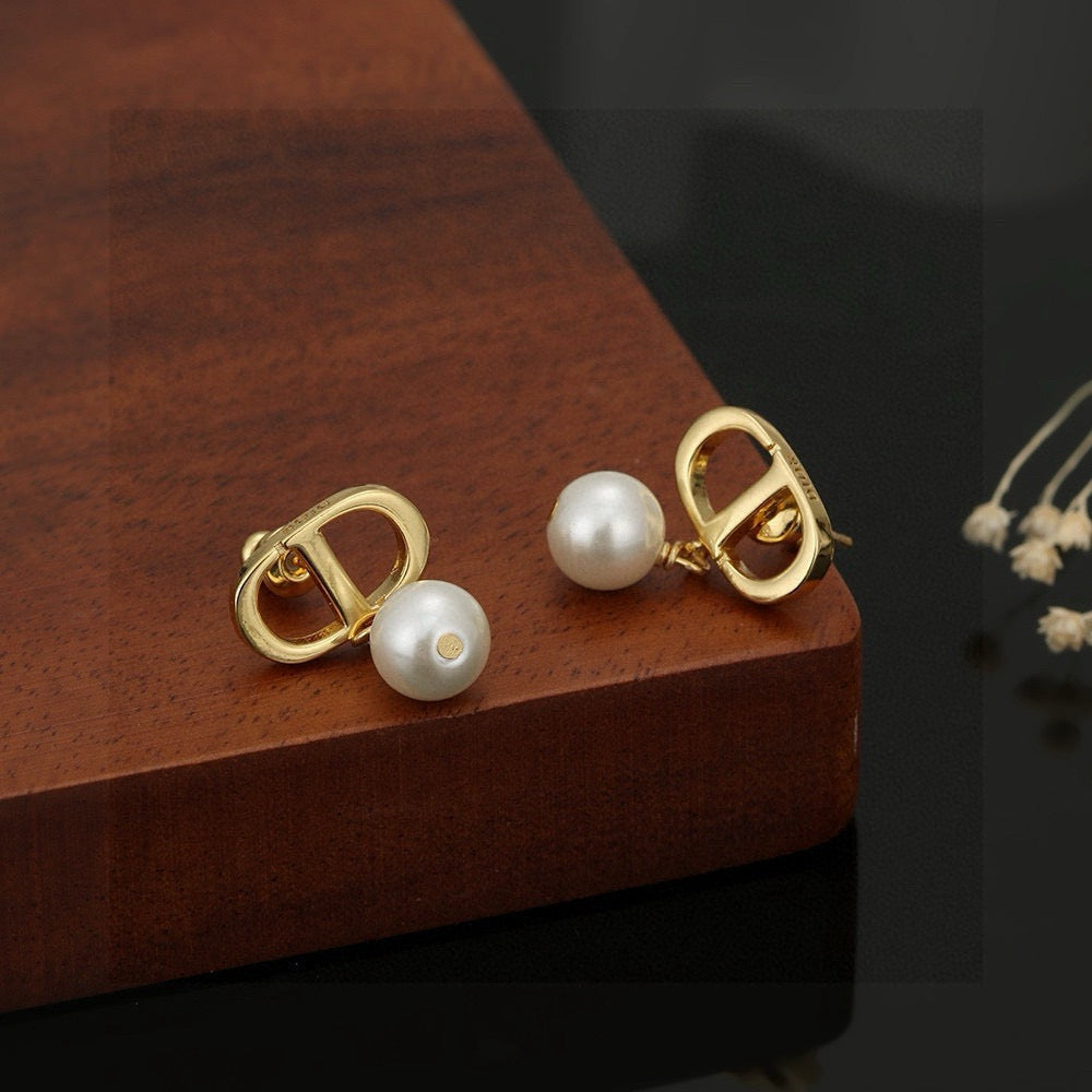 red 925 sterling silver letter Drop Earrings for women - alternate angle view 3