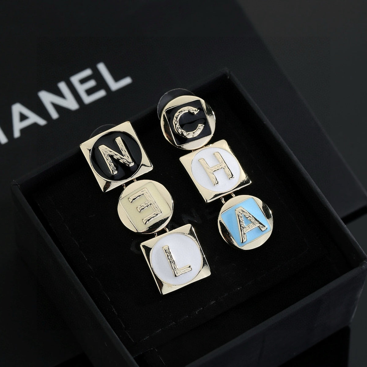 letter Drop Earrings for women - alternate angle view 2