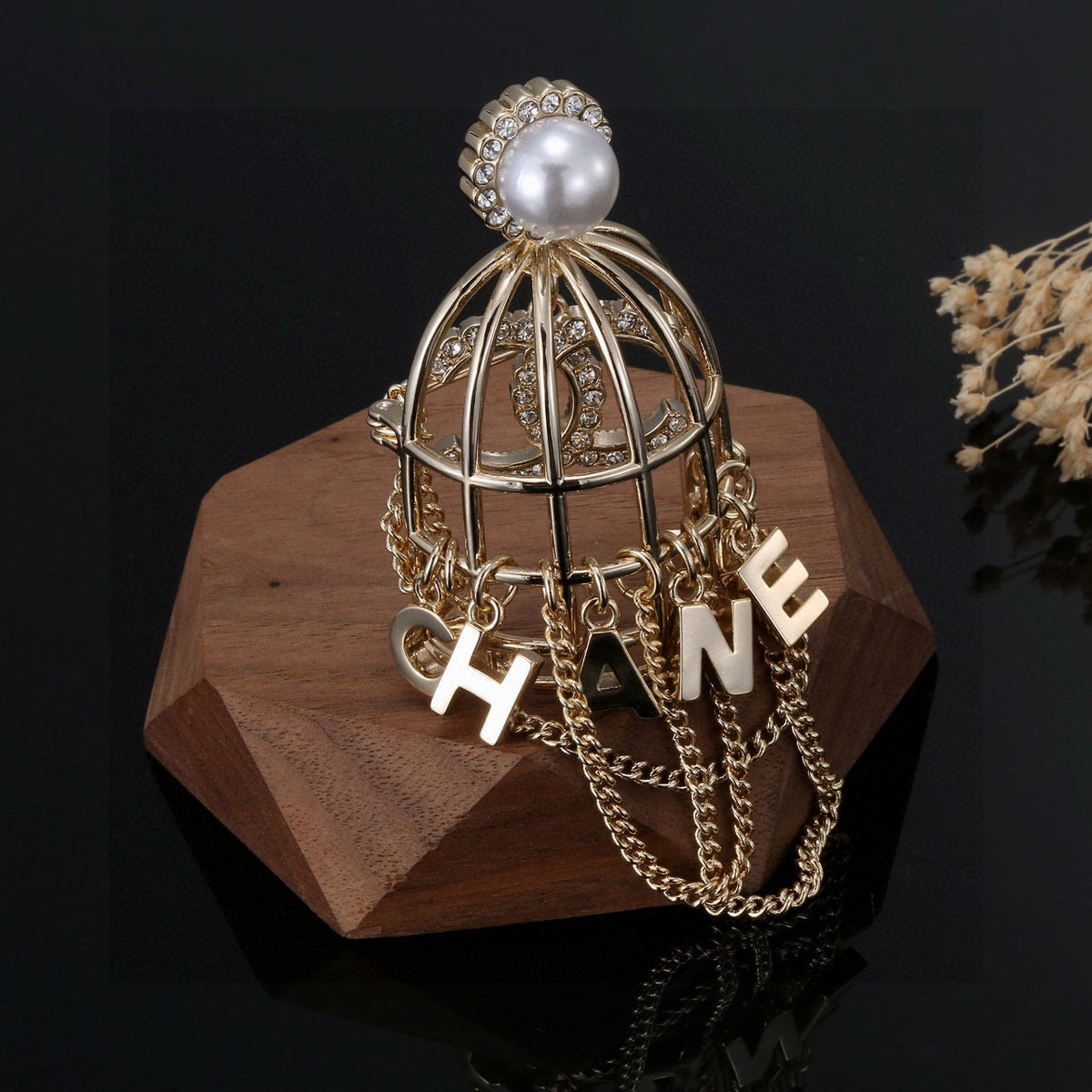 gold crystal letter Brooch for women - alternate angle view 5