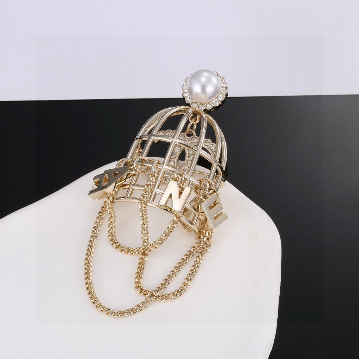 gold crystal letter Brooch for women - alternate angle view 6
