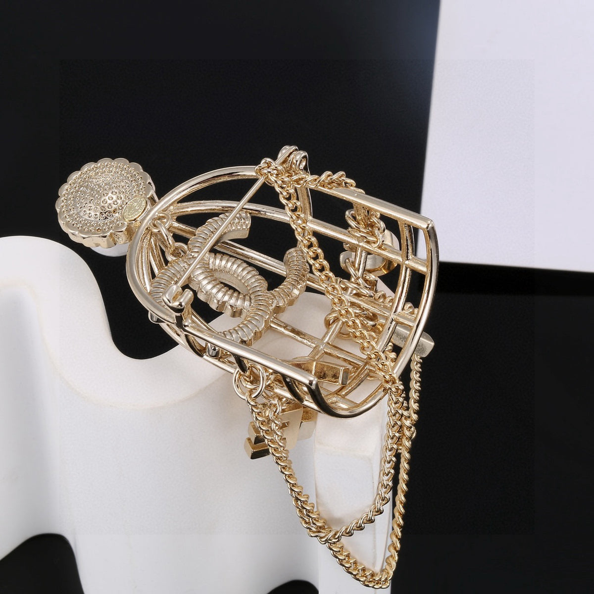 gold crystal letter Brooch for women - alternate angle view 4