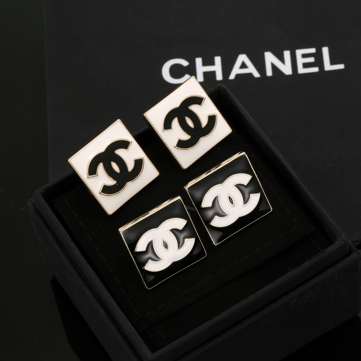gold resin vintage Stud Earrings for women - alternate angle view 3