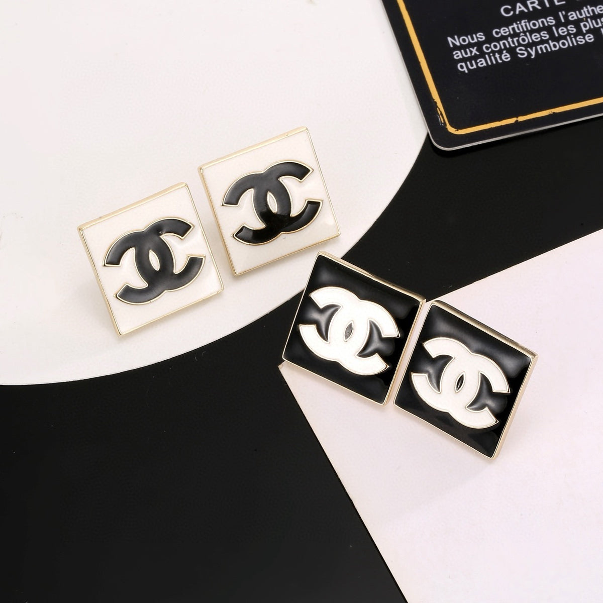 gold resin vintage Stud Earrings for women - alternate angle view 7
