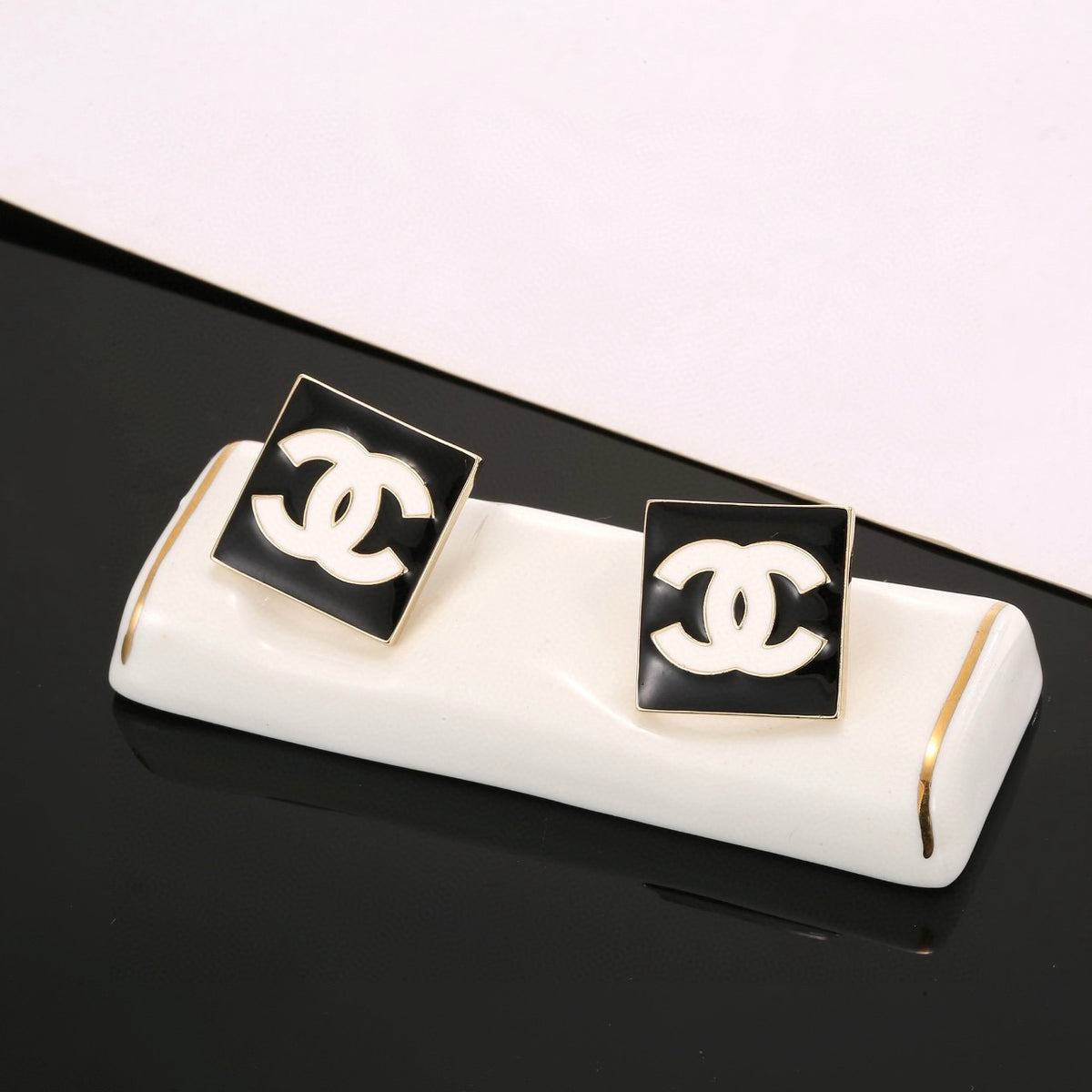 gold resin vintage Stud Earrings for women - alternate angle view 4