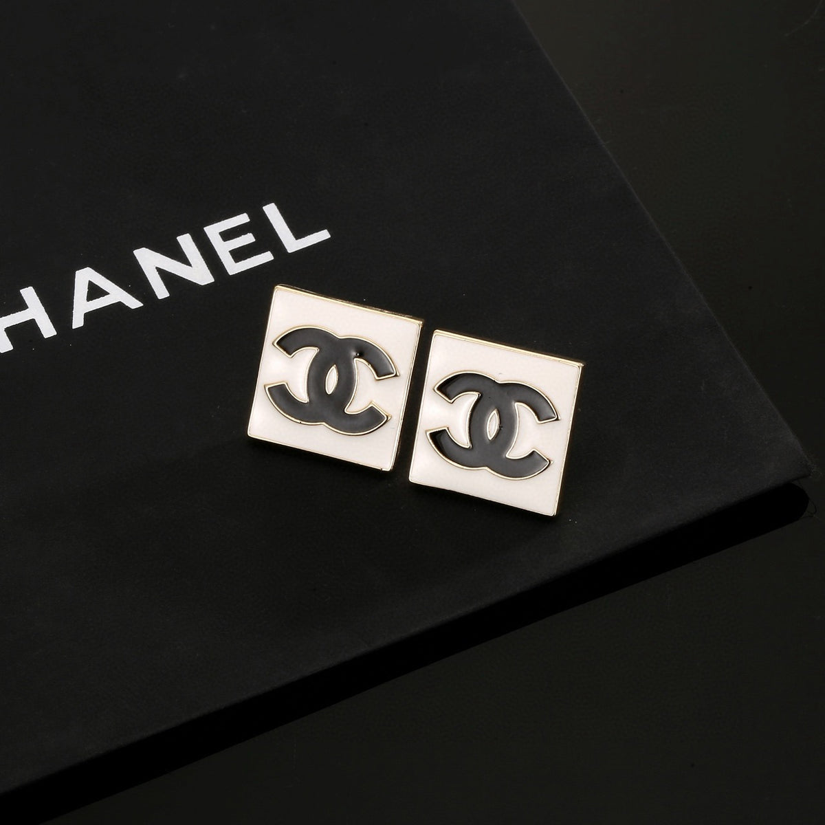 gold resin vintage Stud Earrings for women - alternate angle view 2