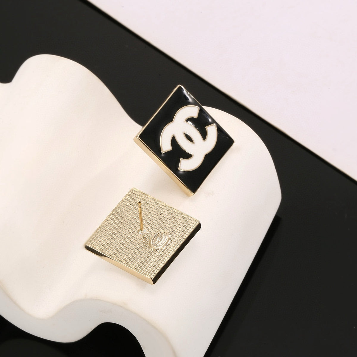 gold resin vintage Stud Earrings for women - alternate angle view 6