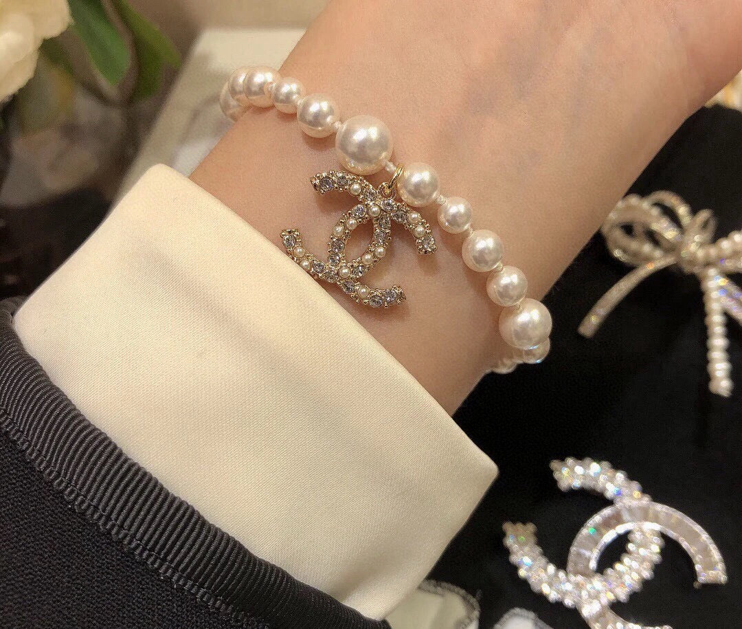 gold brass double c Bracelet for women - alternate angle view 3