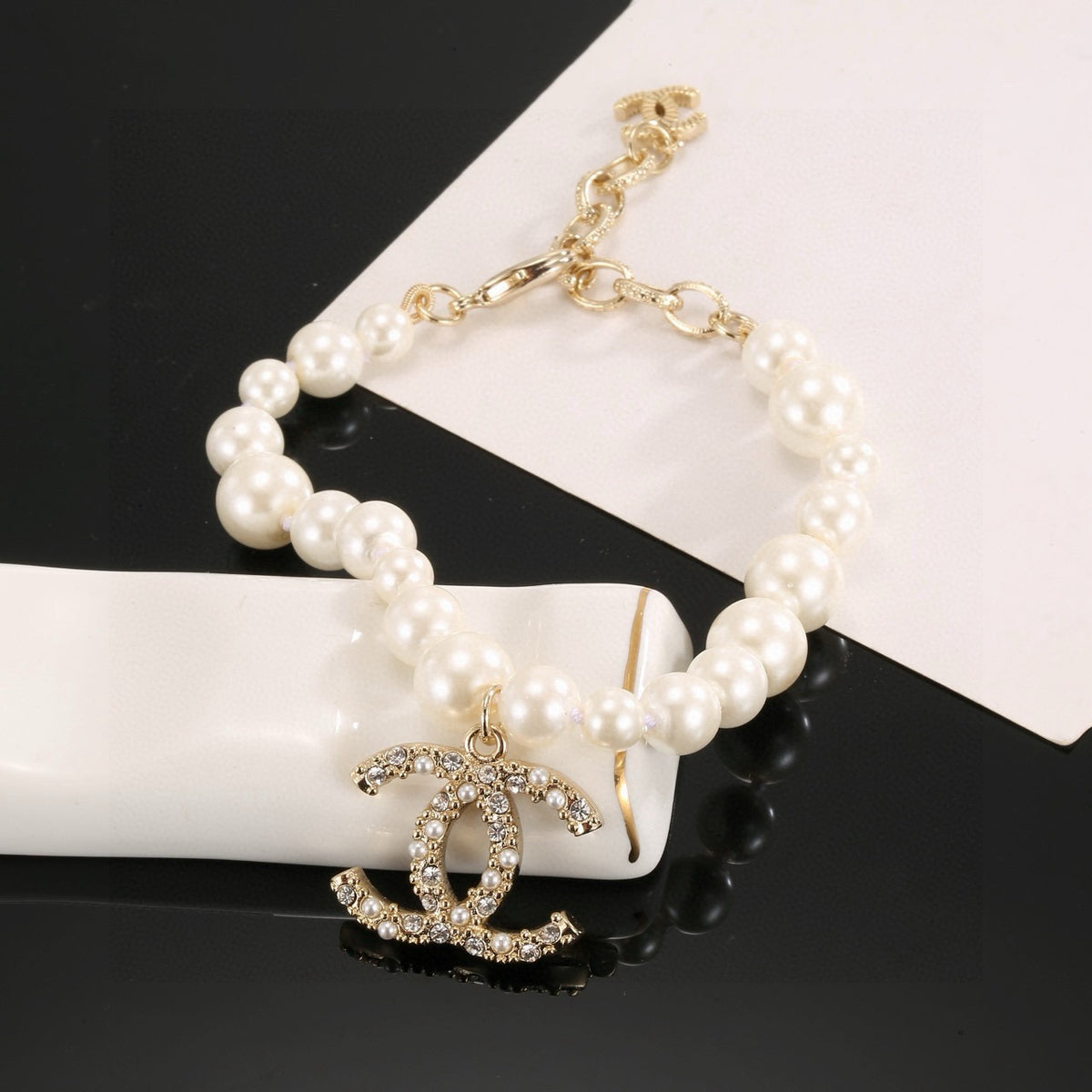 gold brass double c Bracelet for women - alternate angle view 4