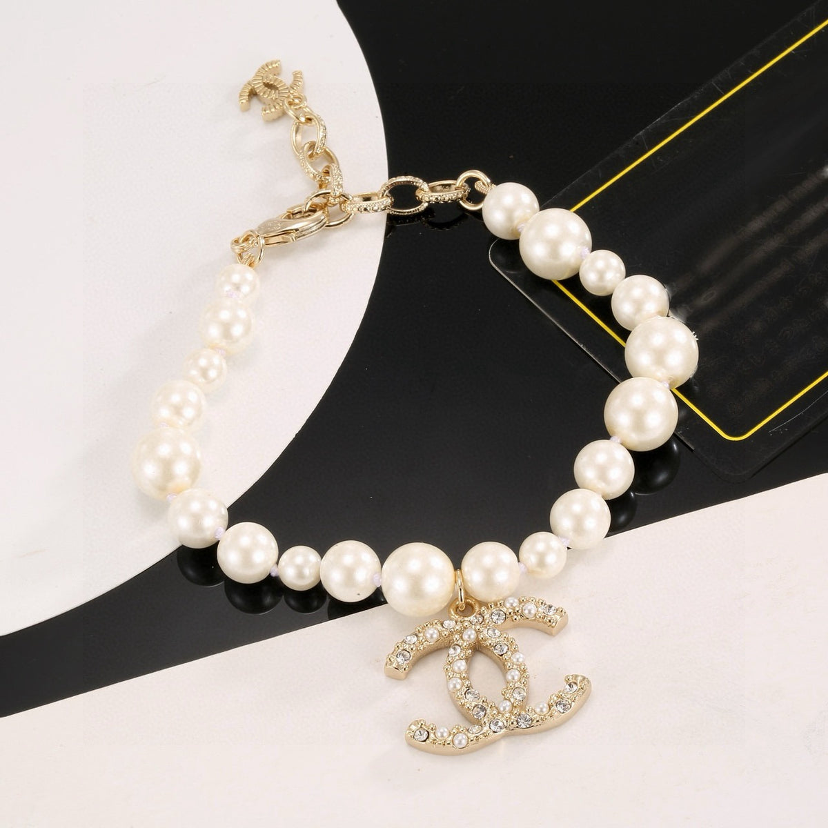 gold brass double c Bracelet for women - alternate angle view 5