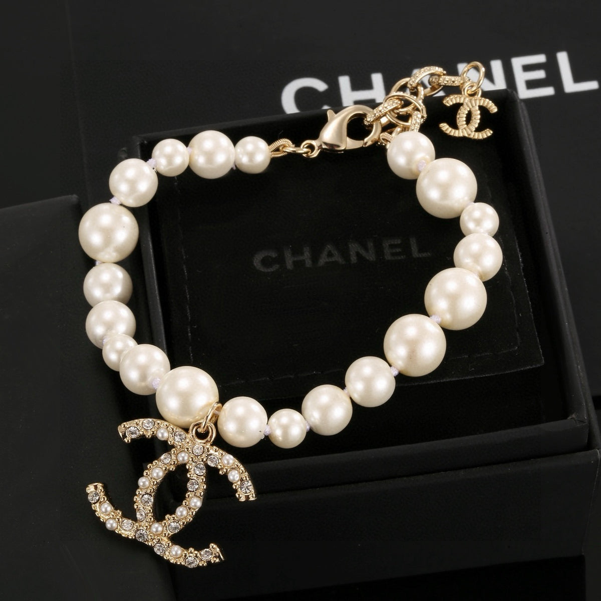 gold brass double c Bracelet for women - product detail view
