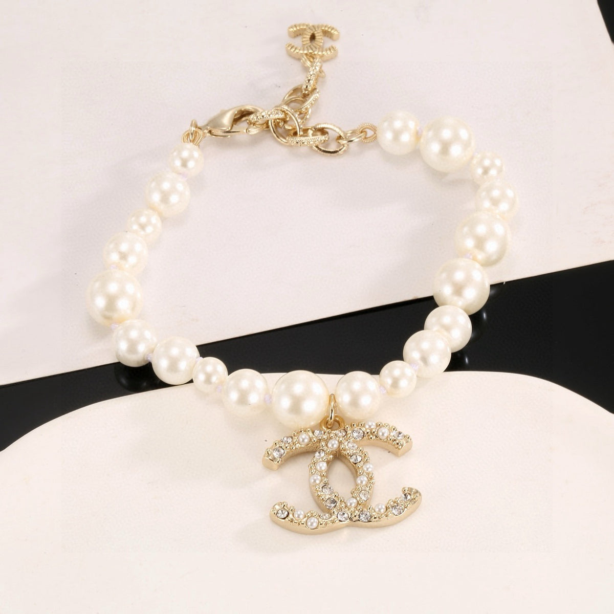 gold brass double c Bracelet for women - alternate angle view 7