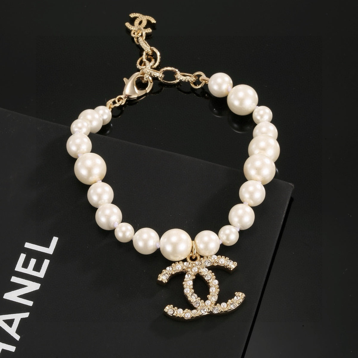 gold brass double c Bracelet for women - alternate angle view 2