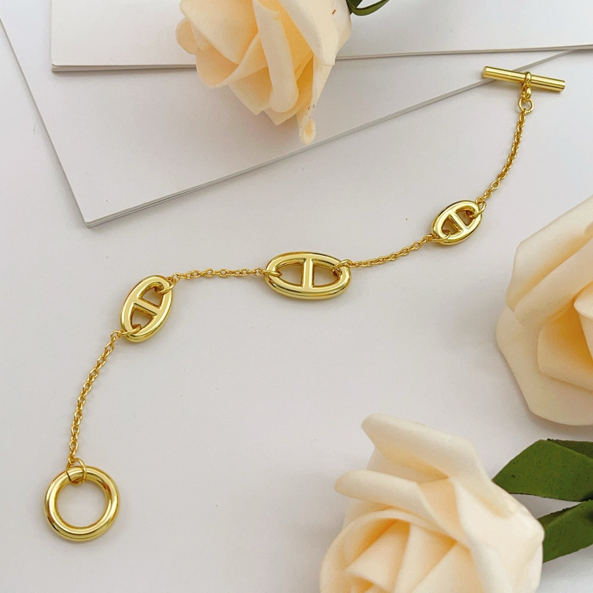 gold brass luxury Bracelet for women - alternate angle view 4