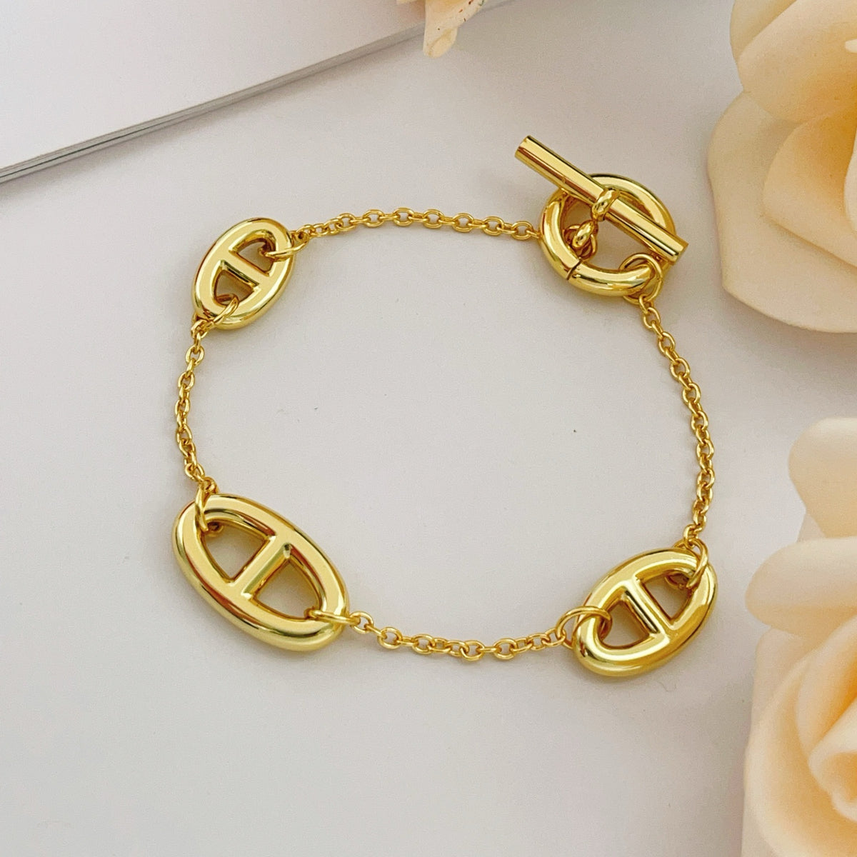 gold brass luxury Bracelet for women - alternate angle view 3