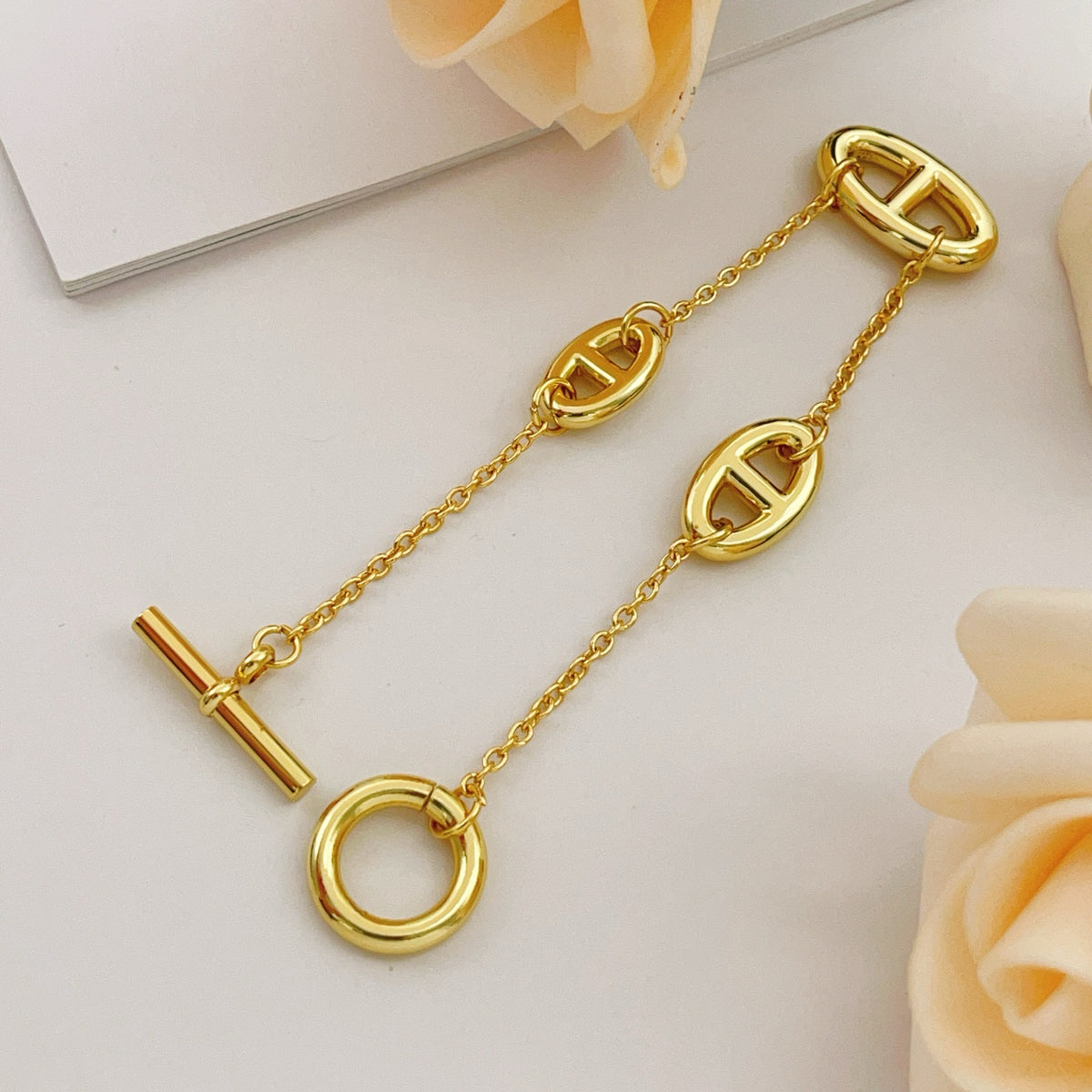 gold brass luxury Bracelet for women - alternate angle view 2