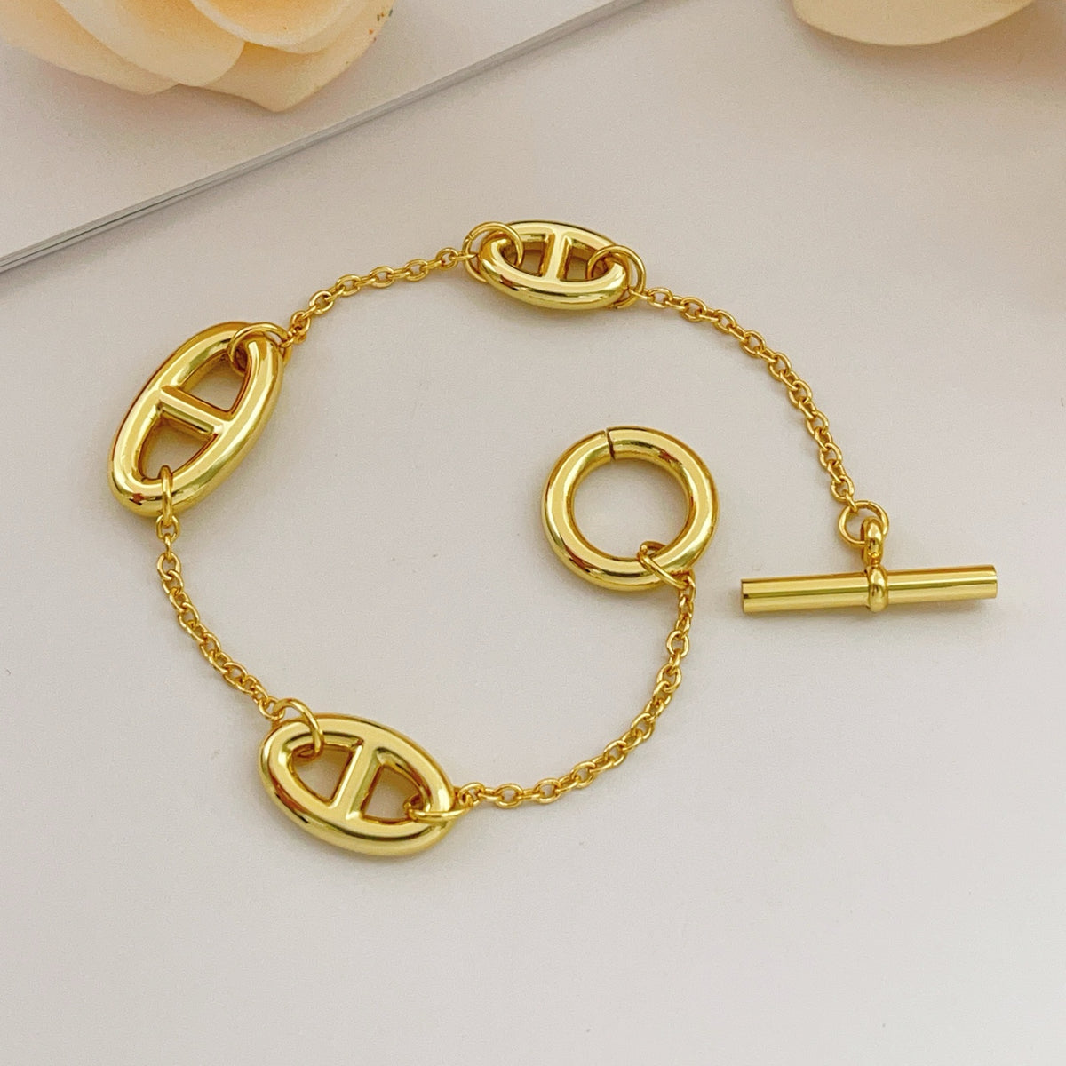 gold brass luxury Bracelet for women - alternate angle view 5
