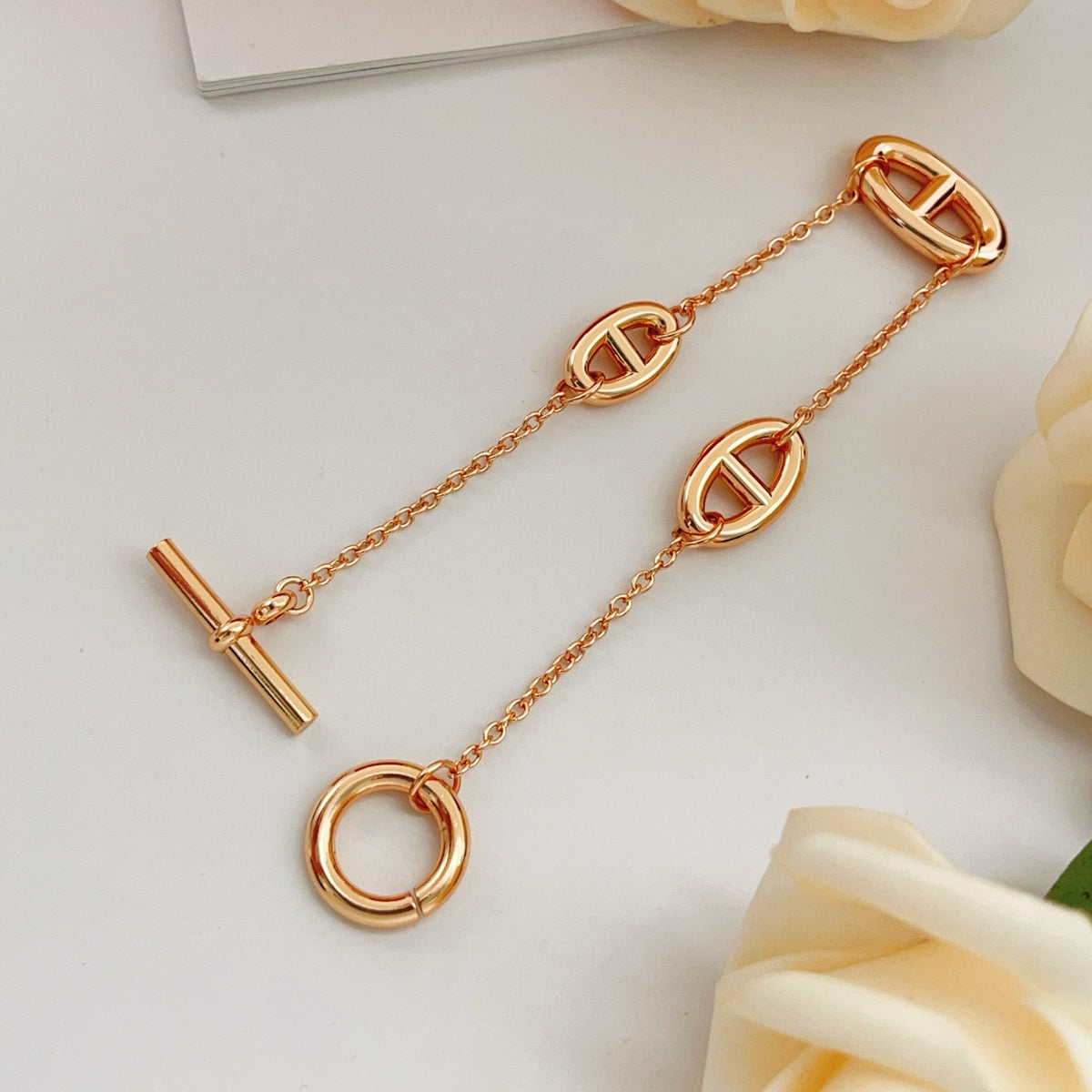 rose gold brass rose Bracelet for women - alternate angle view 5