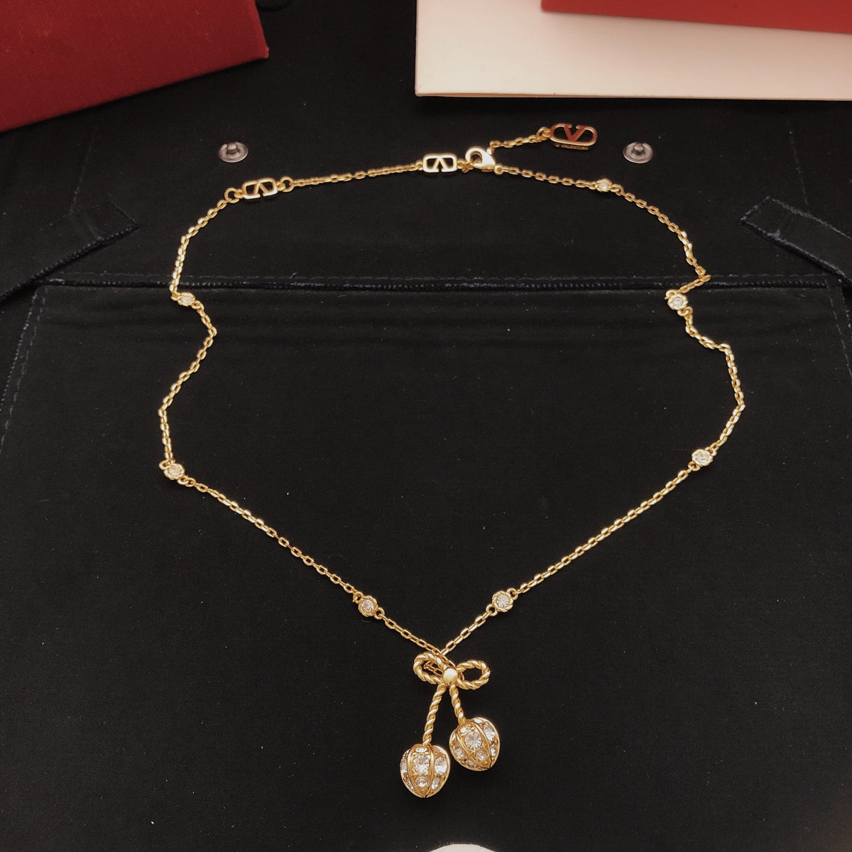 yellow brass butterfly Necklace for women - alternate angle view 5