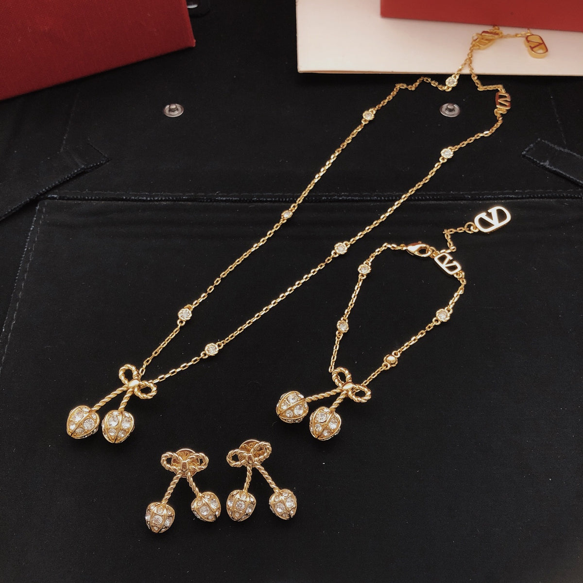 yellow brass butterfly Necklace for women - alternate angle view 3