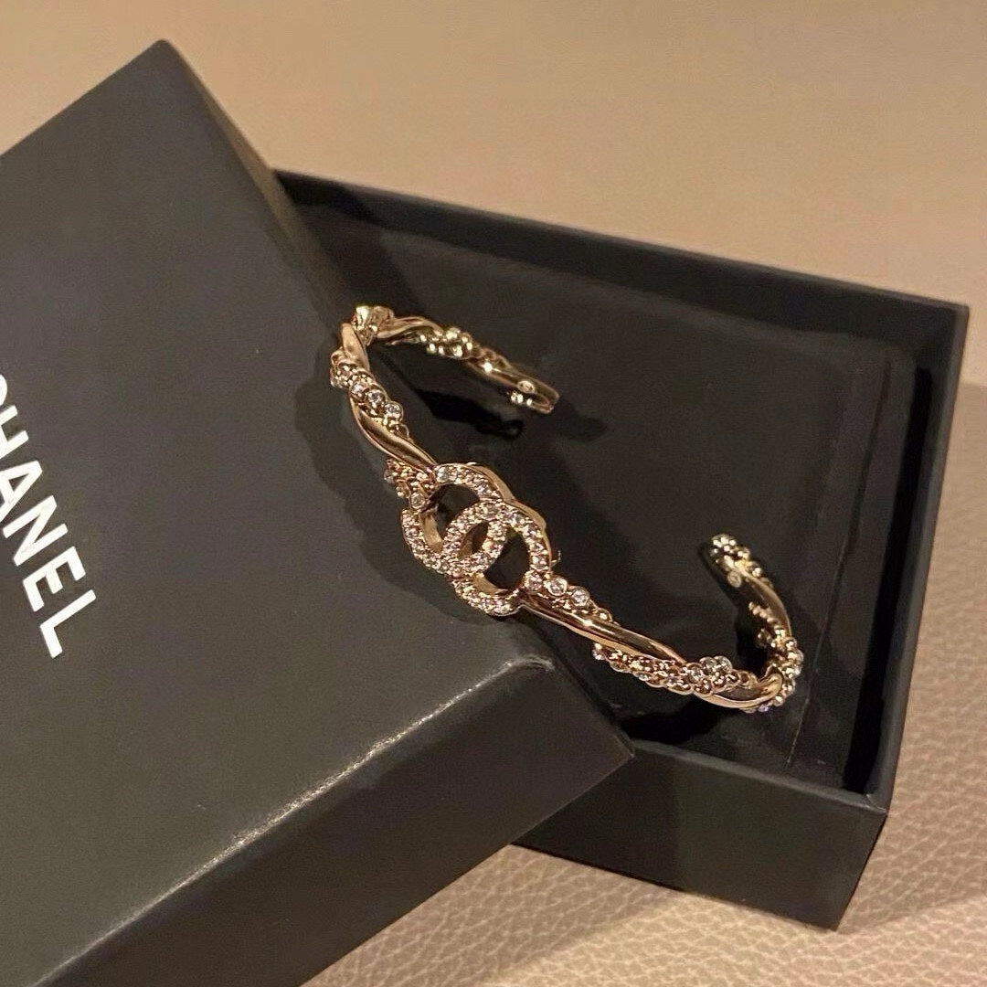 light gold crystal floral Bangle for women - product detail view