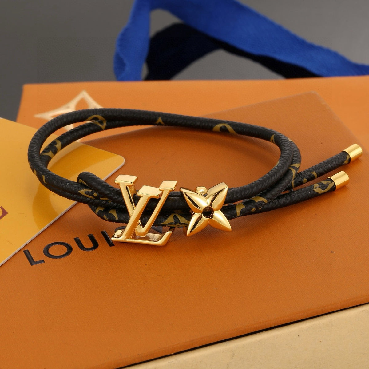 gold genuine leather delicate Bracelet for men - alternate angle view 4