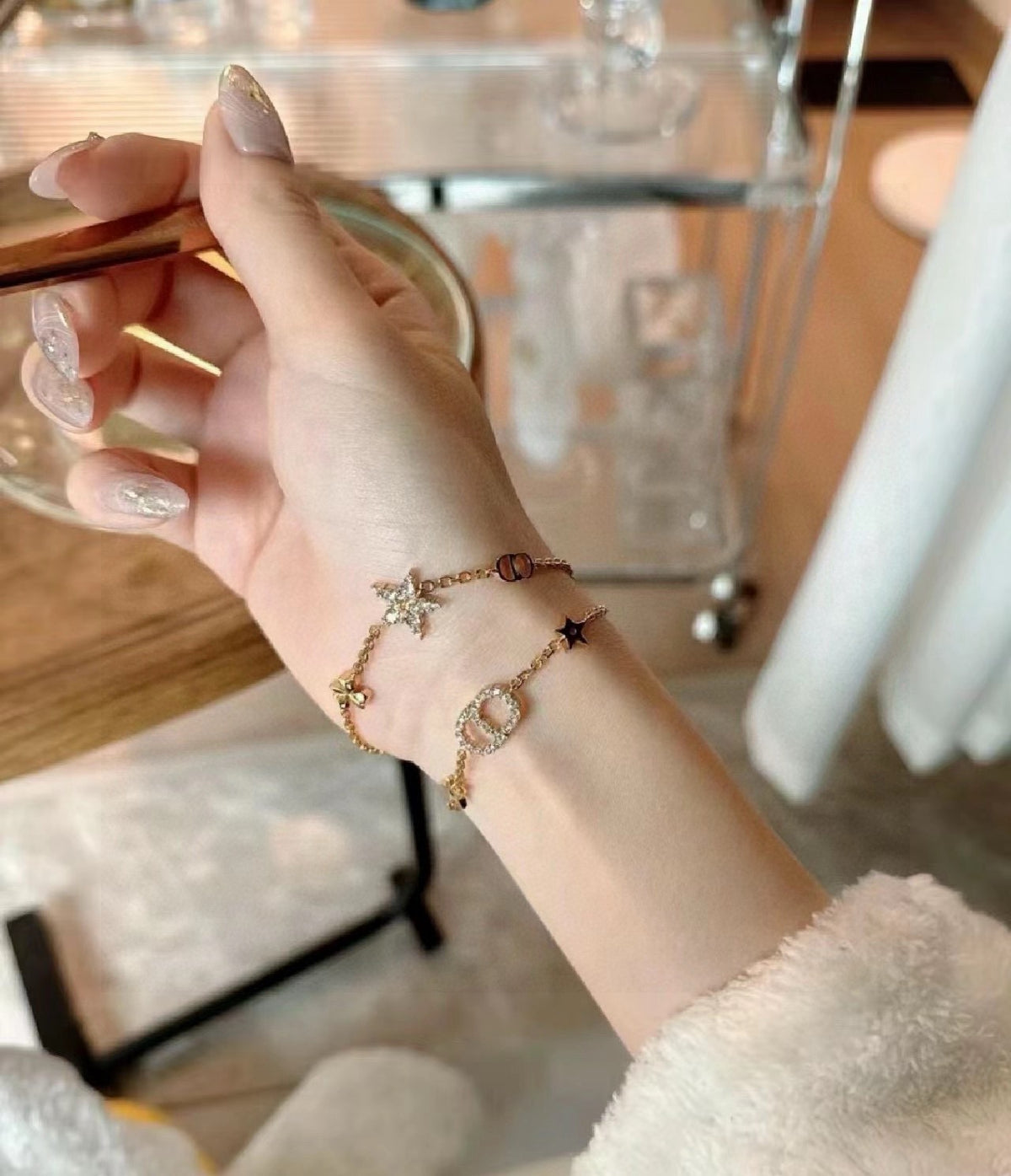 gold letter Bracelet for women - alternate angle view 3