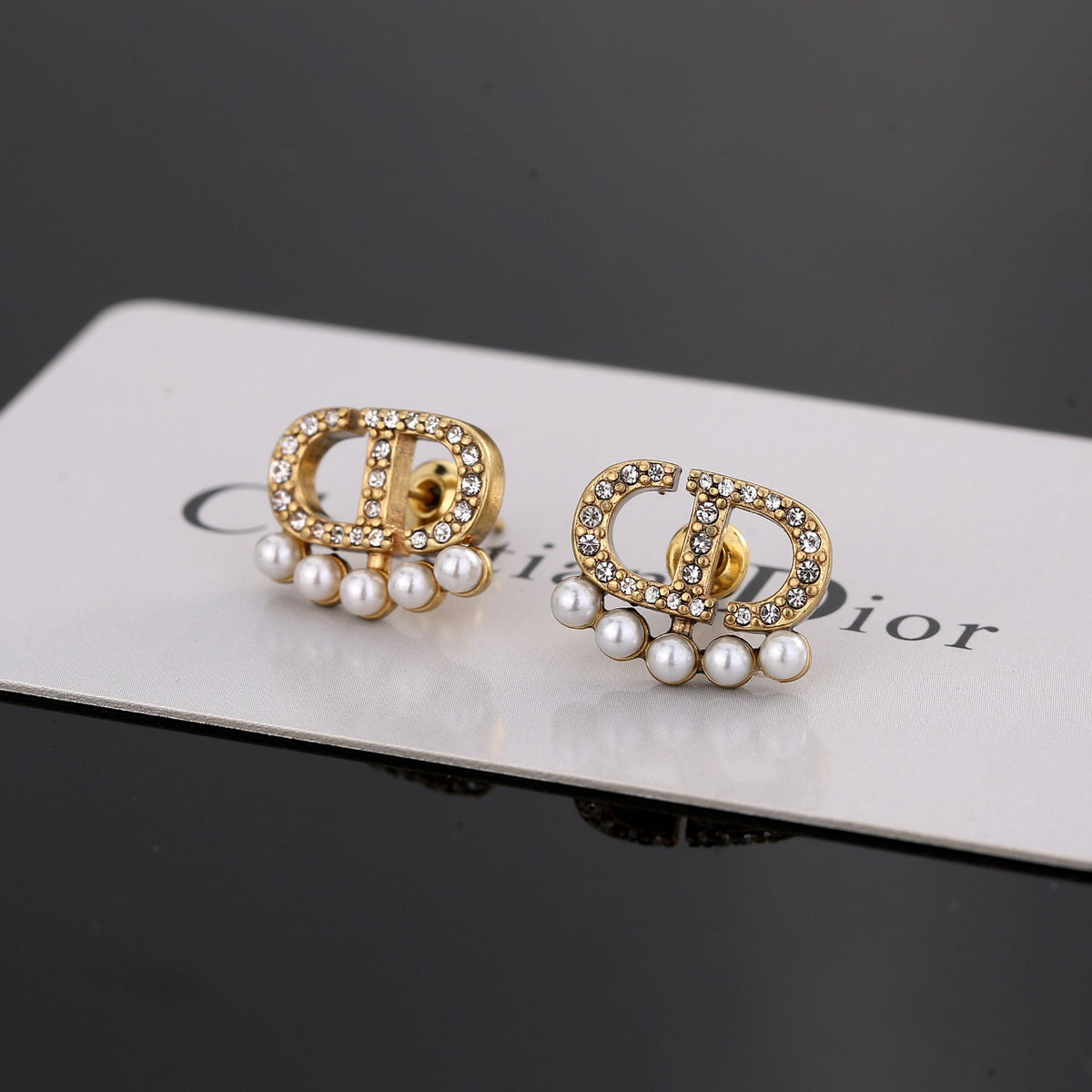 red 925 sterling silver letter Drop Earrings for women - alternate angle view 3