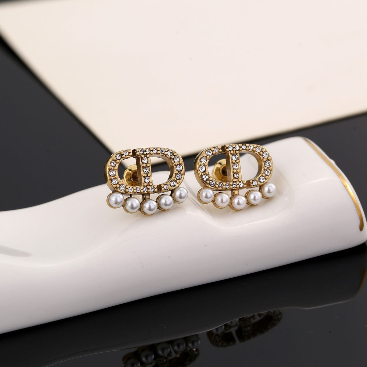 red 925 sterling silver letter Drop Earrings for women - alternate angle view 7