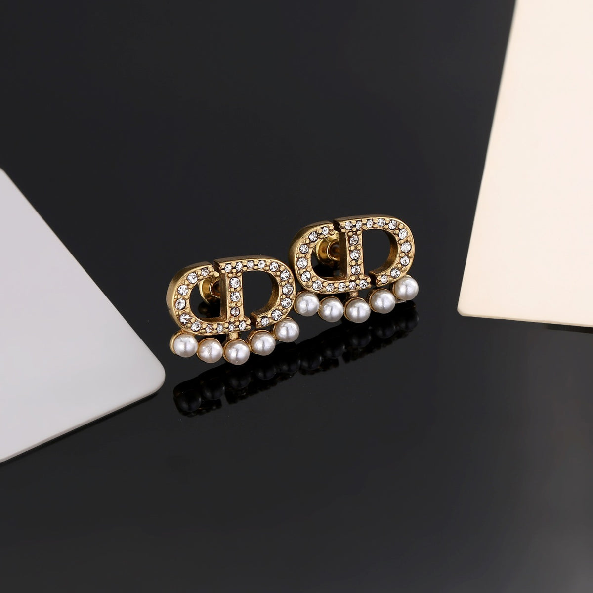 red 925 sterling silver letter Drop Earrings for women - alternate angle view 2