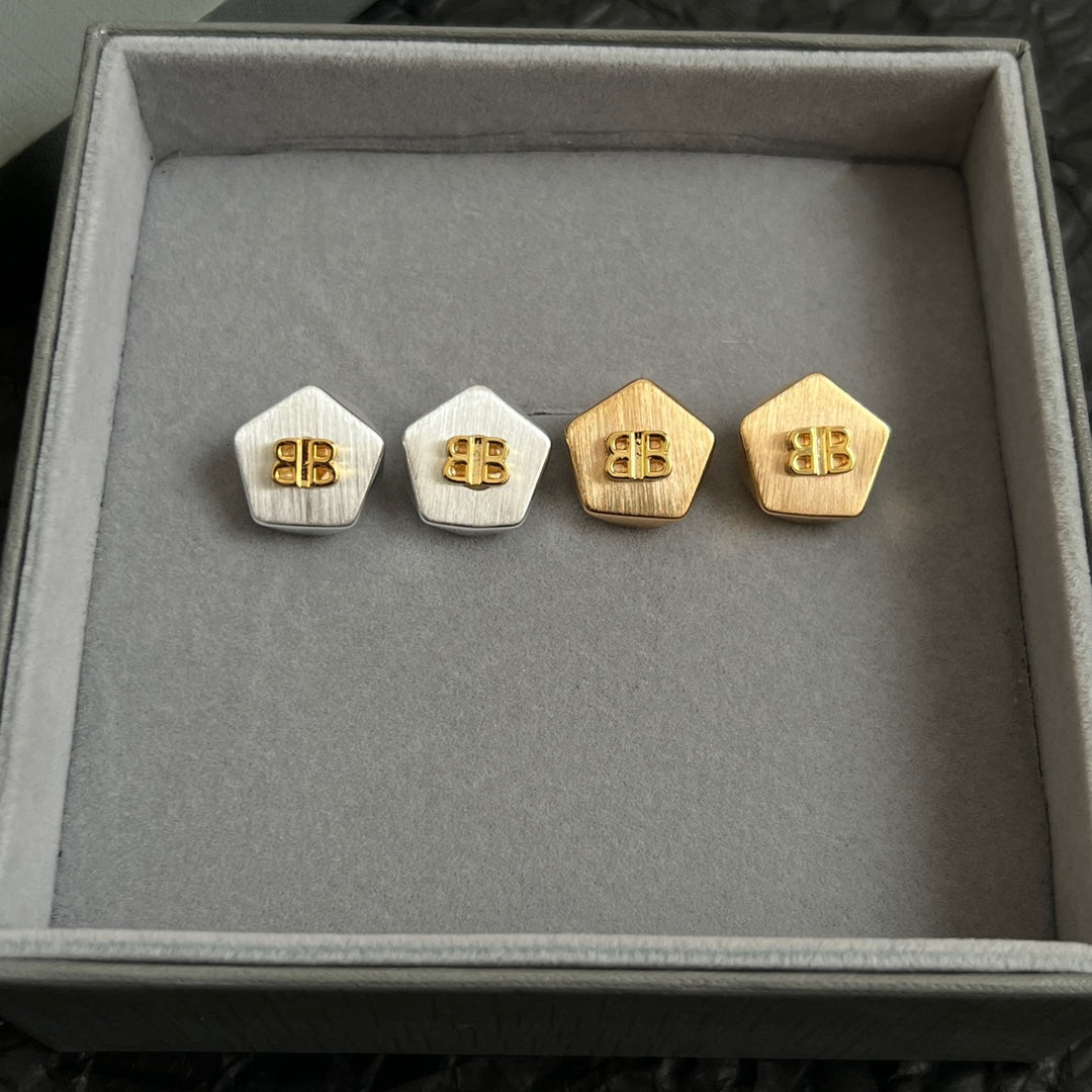 gold luxury Stud Earrings for women - alternate angle view 3