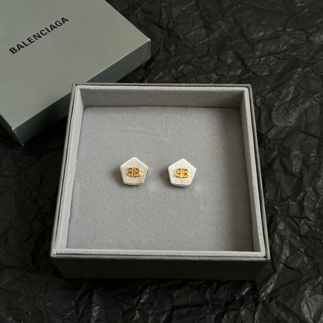 gold luxury Stud Earrings for women - alternate angle view 2