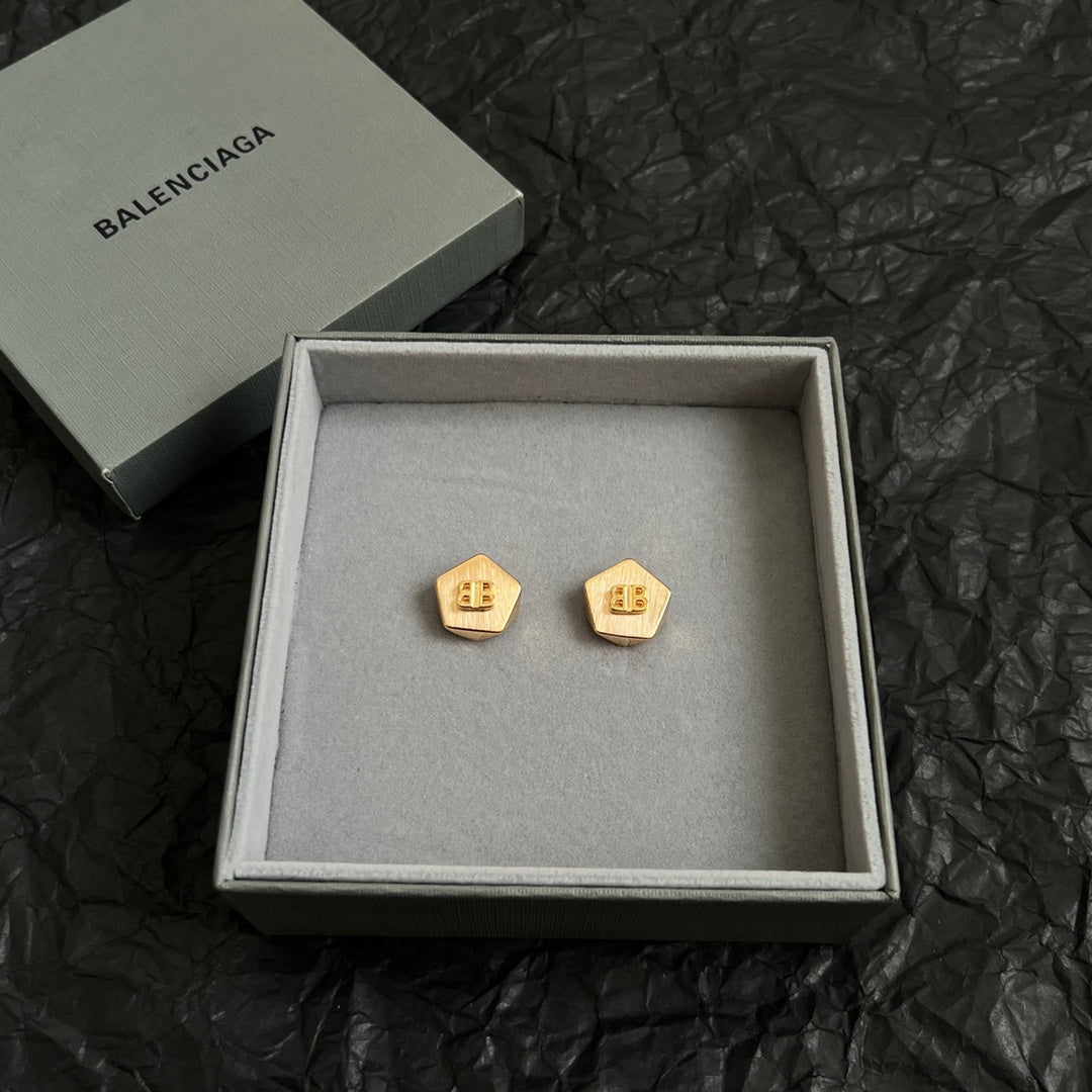 gold luxury Stud Earrings for women - alternate angle view 2