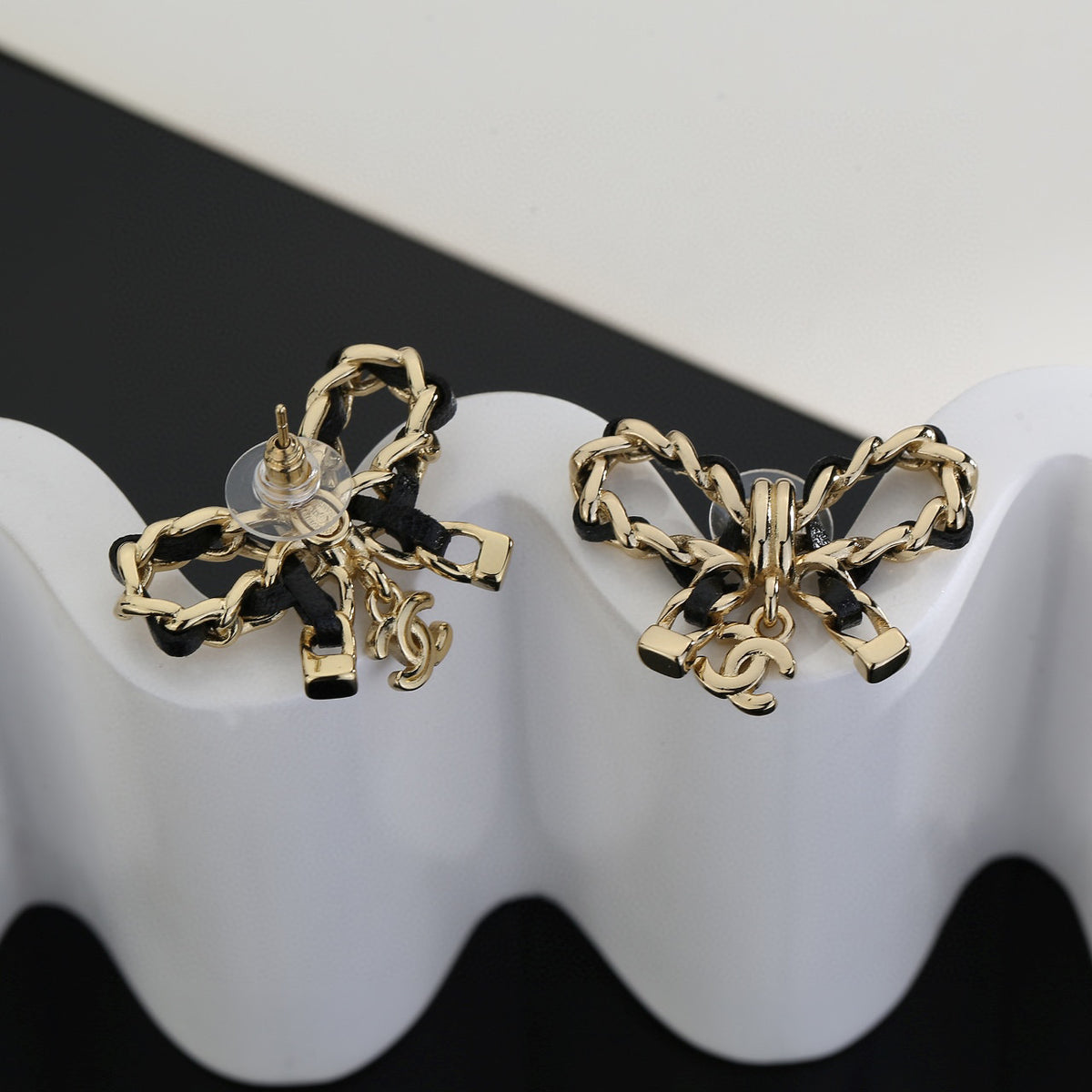 gold resin butterfly Stud Earrings for women - alternate angle view 5
