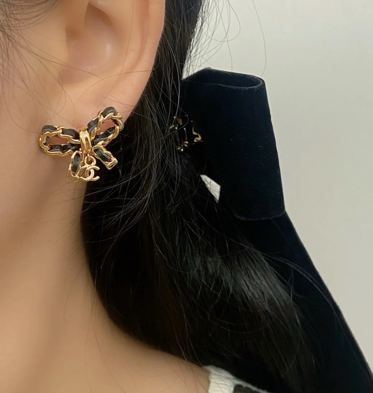 gold resin butterfly Stud Earrings for women - alternate angle view 4