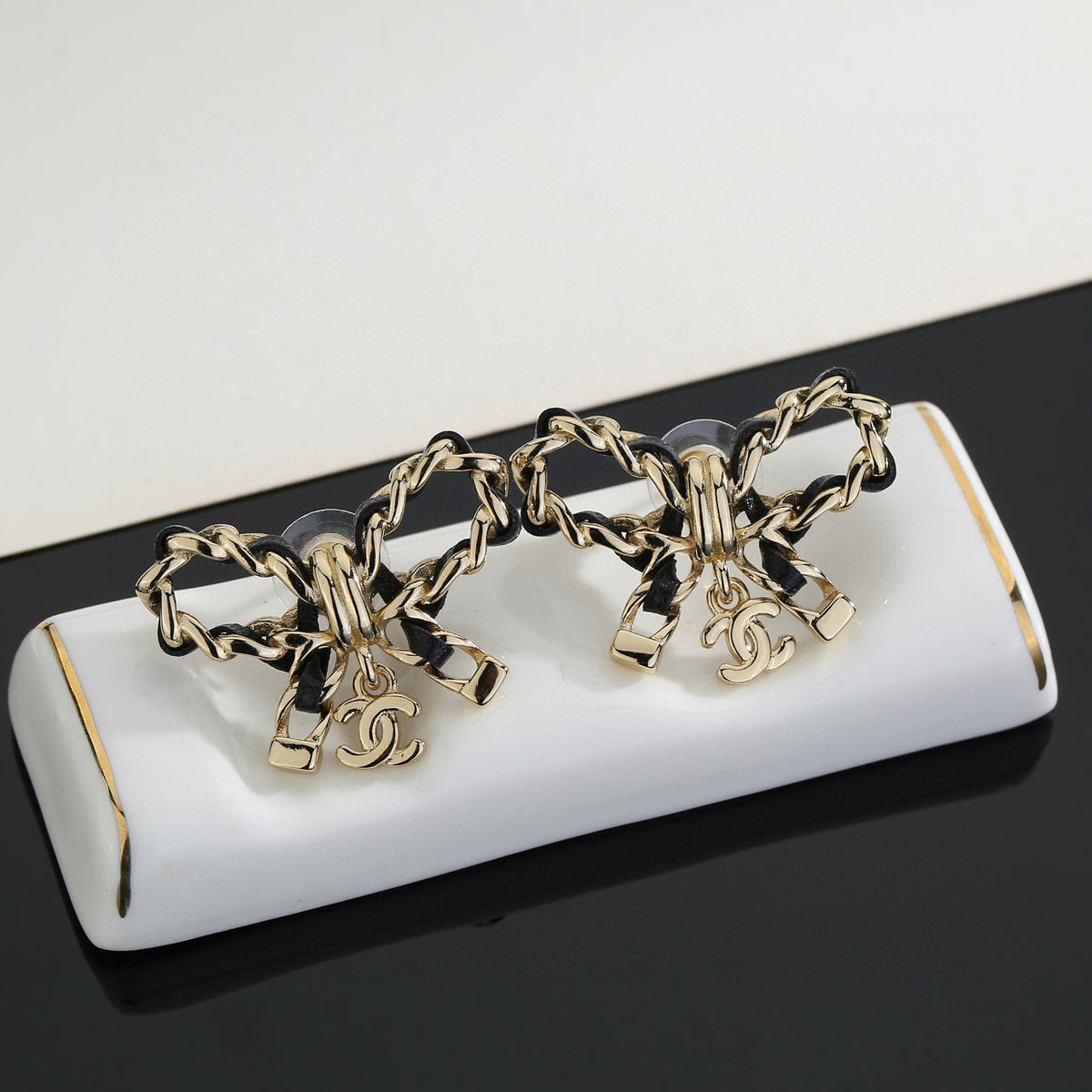gold resin butterfly Stud Earrings for women - alternate angle view 2