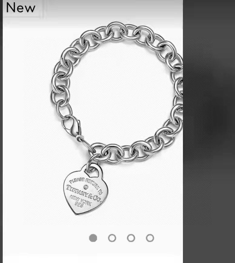 silver sterling silver heart Bracelet for women - product detail view