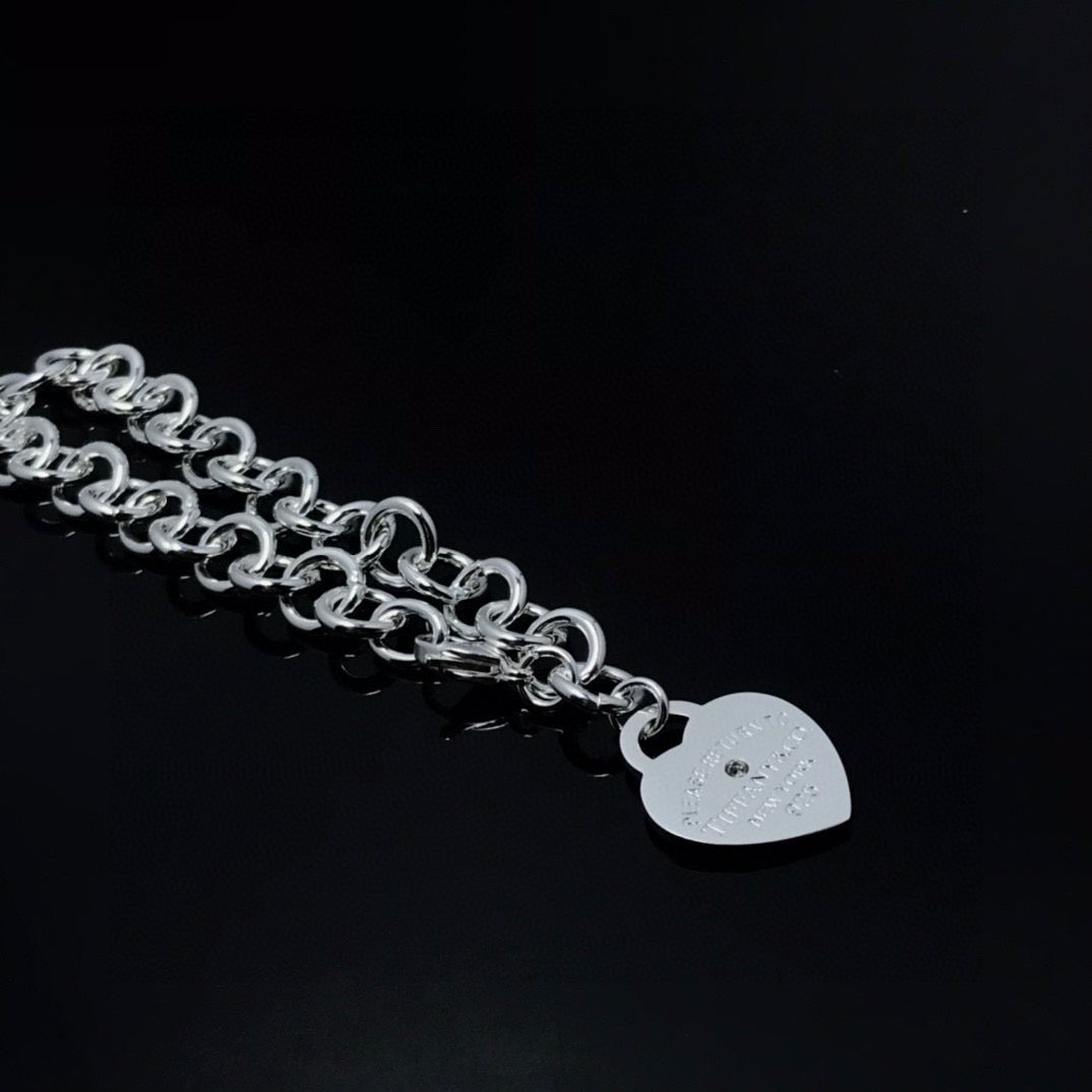 silver sterling silver heart Bracelet for women - alternate angle view 5