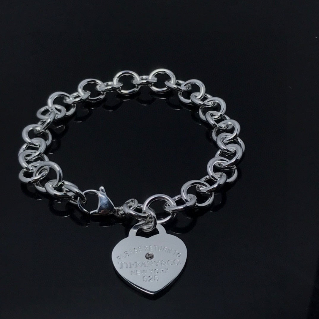 silver sterling silver heart Bracelet for women - alternate angle view 6