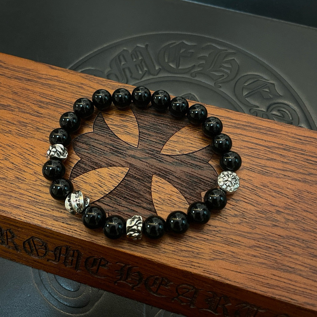 antique stone cross Bracelet for men - alternate angle view 3