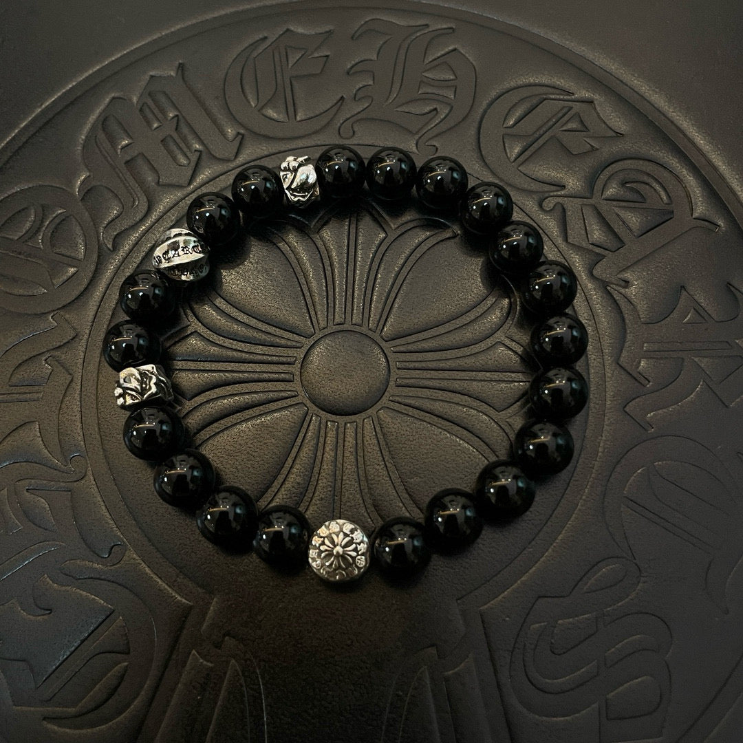 antique stone cross Bracelet for men - product detail view