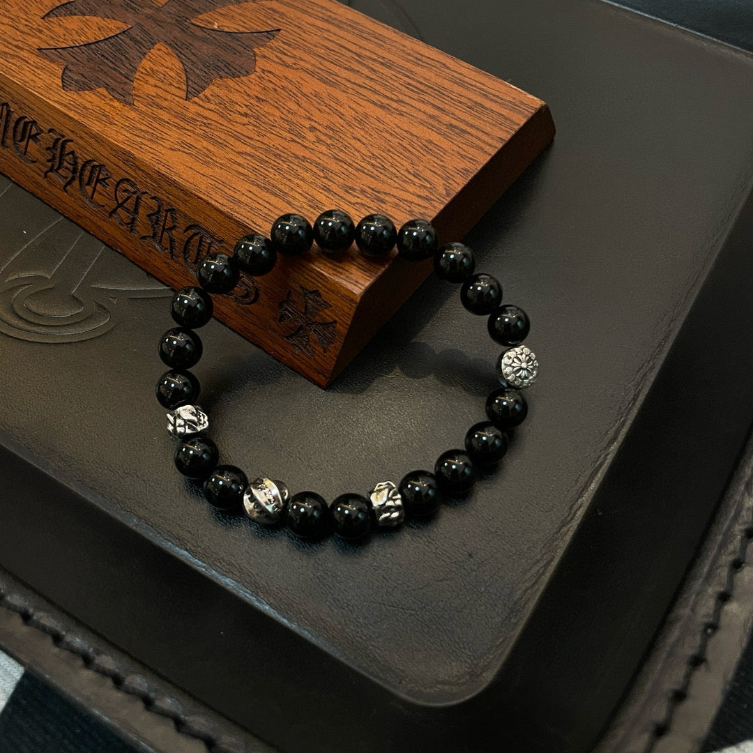 antique stone cross Bracelet for men - alternate angle view 4