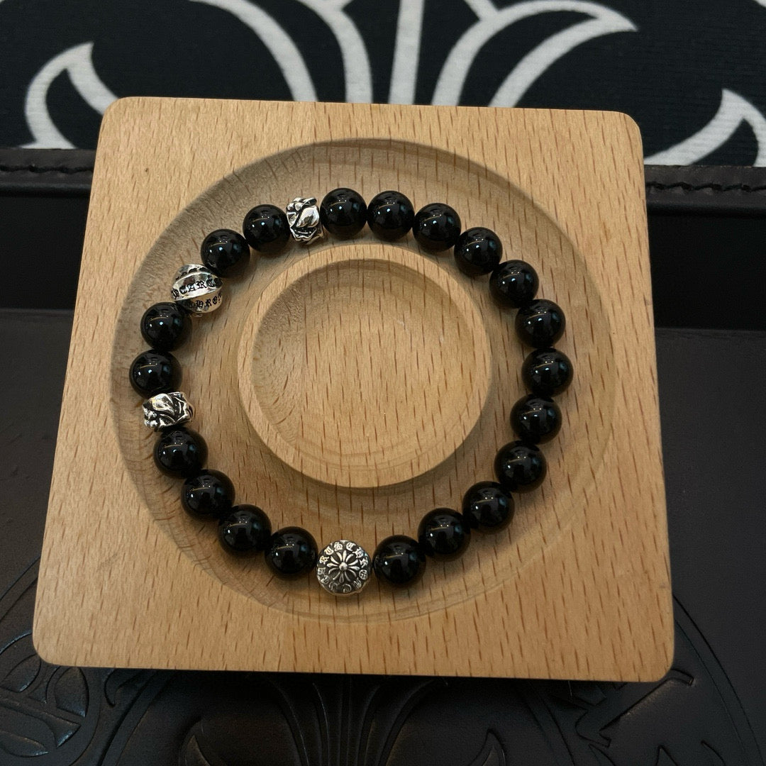 antique stone cross Bracelet for men - alternate angle view 2