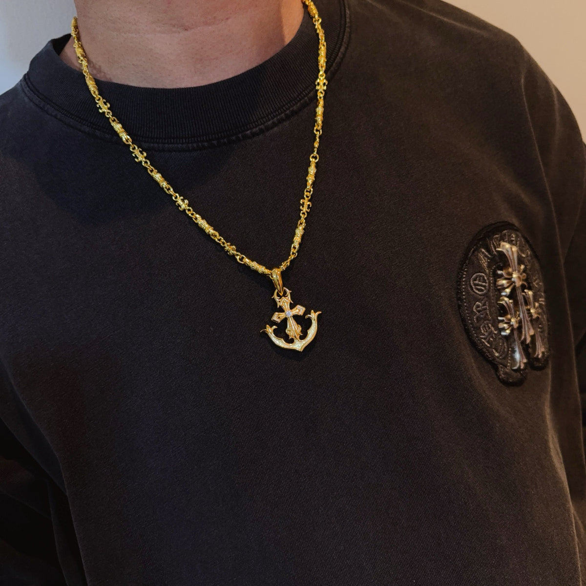 antique cross Pendant for men - alternate angle view 3