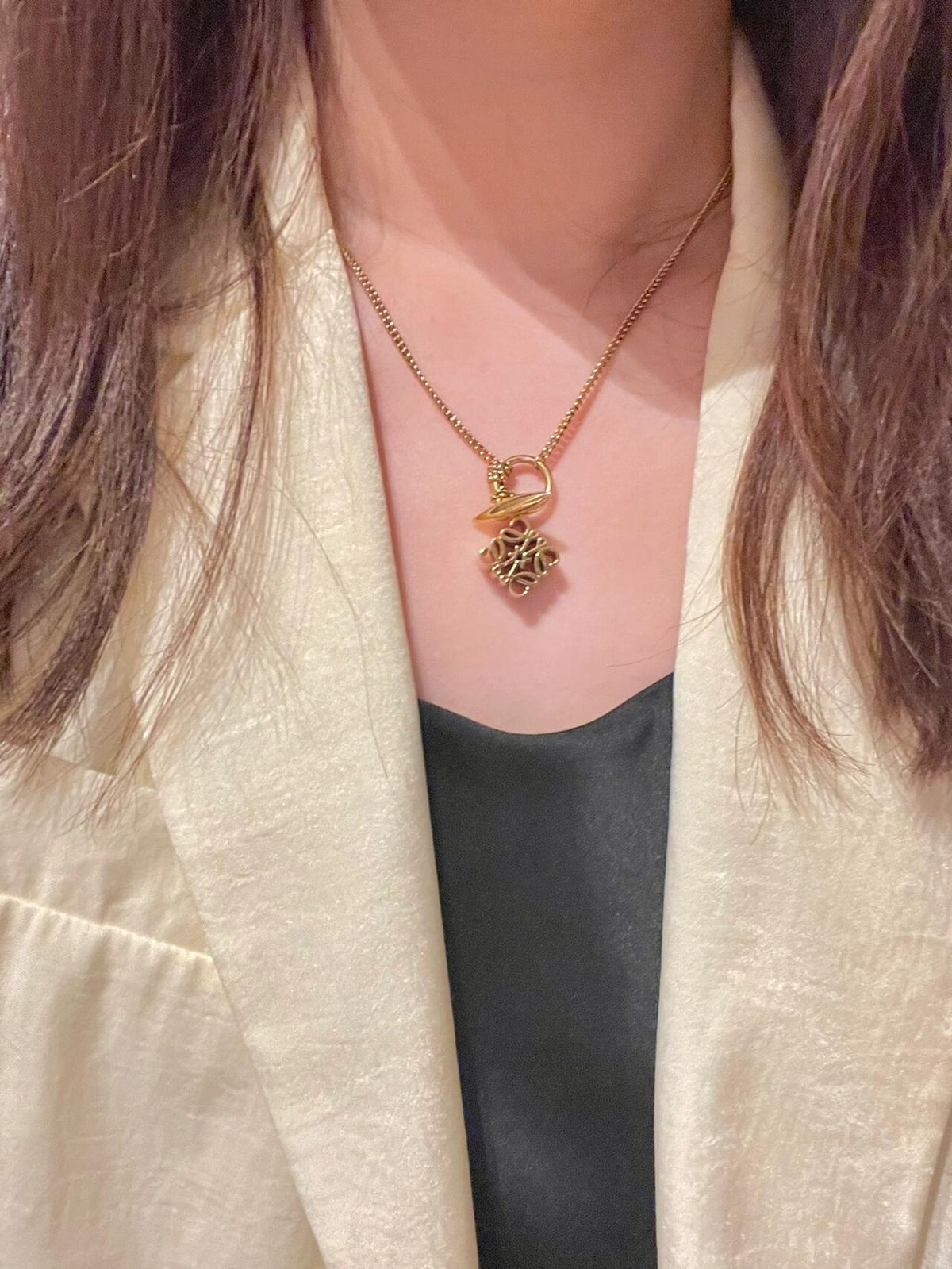 yellow brass Necklace for women - alternate angle view 6