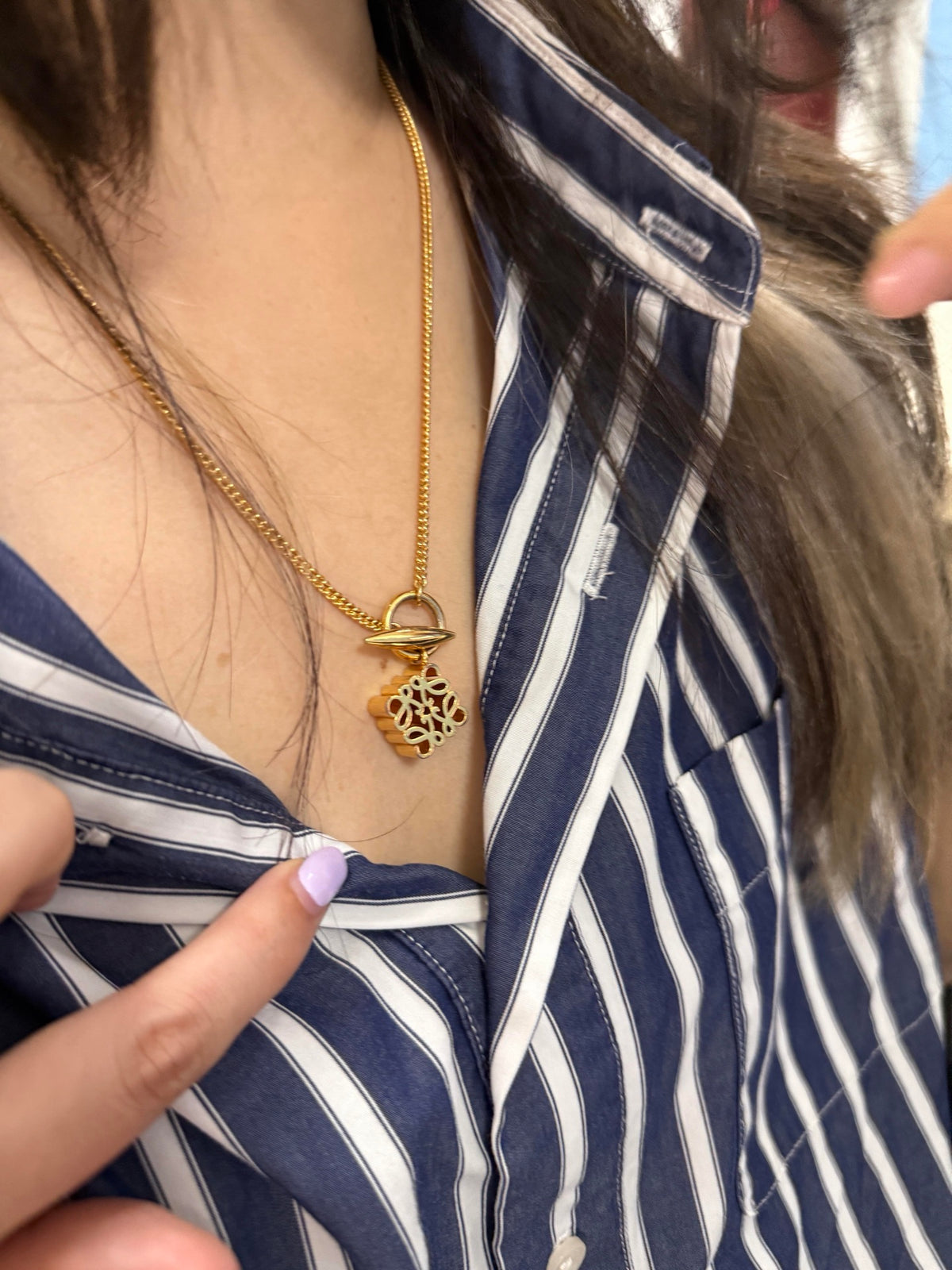 yellow brass Necklace for women - alternate angle view 7