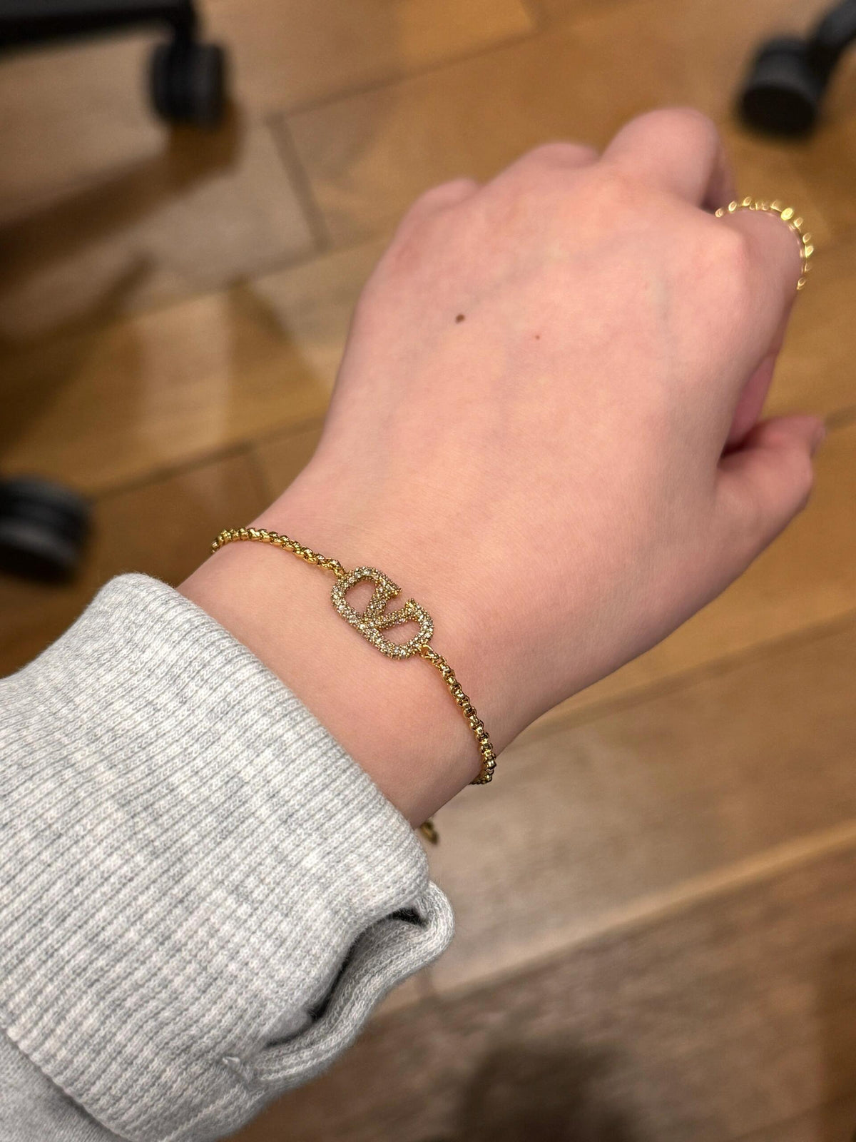 yellow brass crystal inlaid Bracelet for women - alternate angle view 10