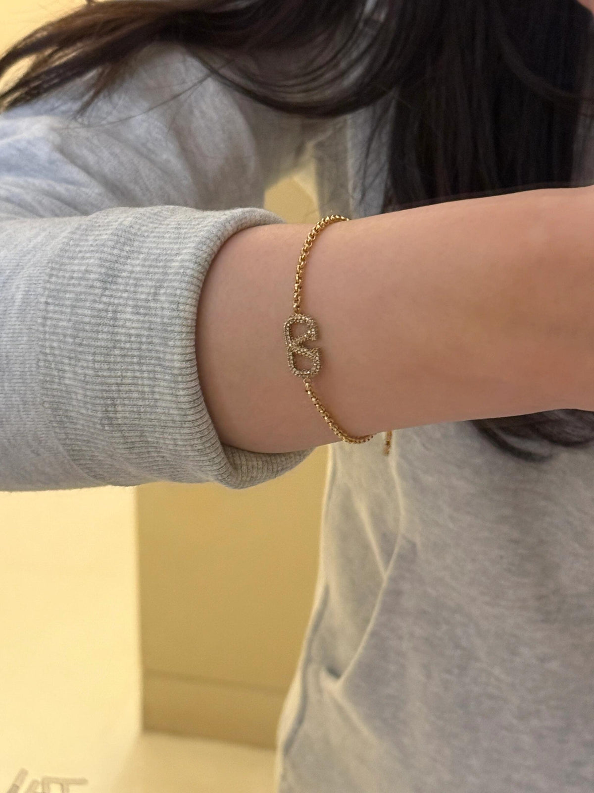 yellow brass crystal inlaid Bracelet for women - alternate angle view 12