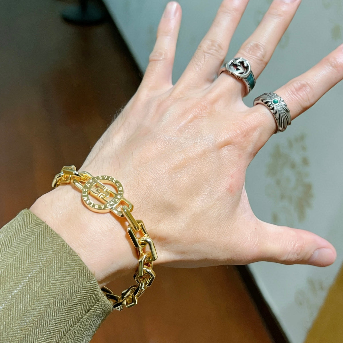beige minimalist Ring for men - alternate angle view 2
